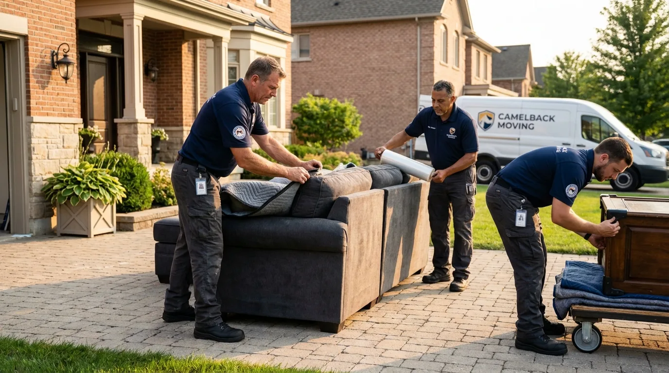 Large estate moving crew wrapping furniture in Sun Prairie, WI